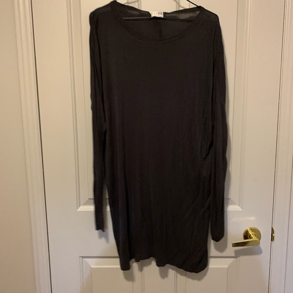 Loose Fit Grey Sweater Dress with Button Detail - Picture 2 of 3